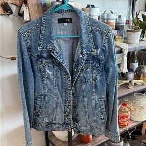 Kut from the Kloth Distressed Light Blue Denim Jacket